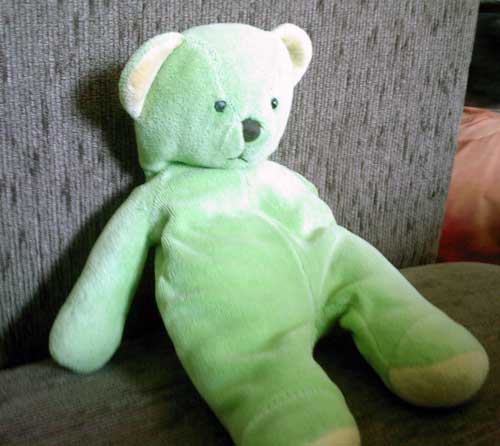 Sad looking green bear Sad looking green bear