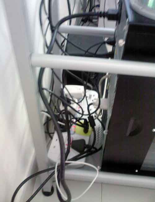 Messy computer wires Messy computer wires