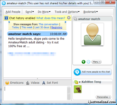 Skype also has adult spam Skype also has adult spam