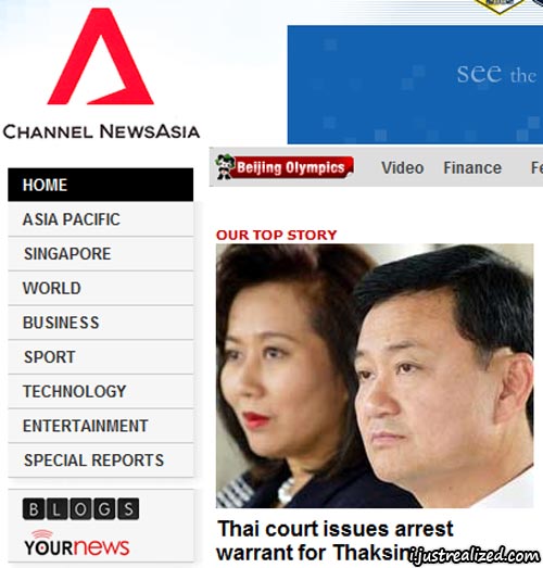Channel NewsAsia rather covers Thaksin Channel NewsAsia rather covers Thaksin