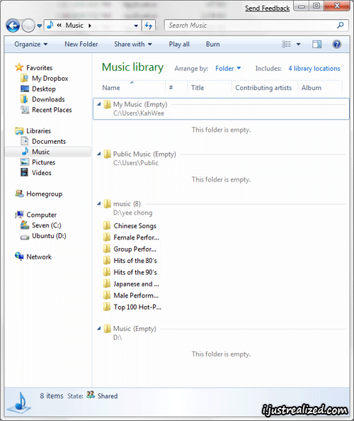 My Music Library in Windows 7 My Music Library in Windows 7