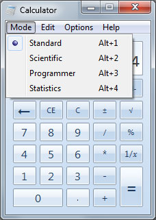 Windows 7 calculator different modes Windows 7 calculator different modes