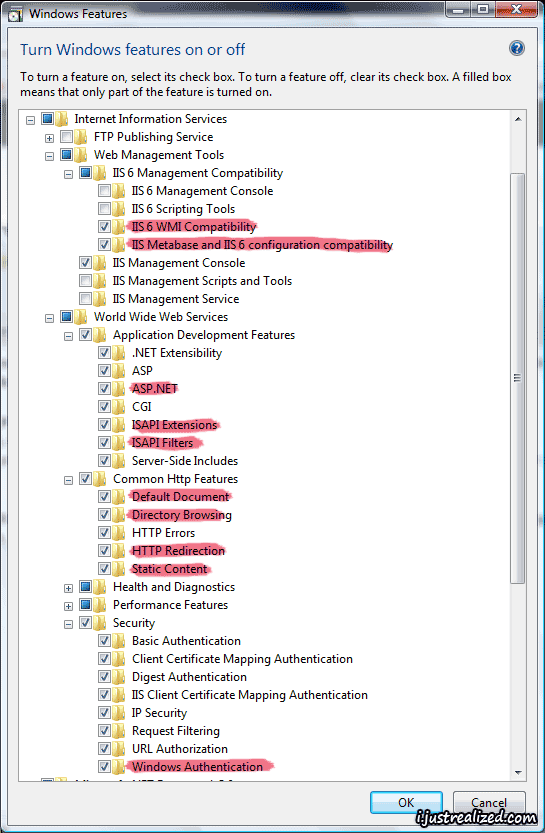 Required IIS components for Microsoft SQL Server 2005 Required IIS components for Microsoft SQL Server 2005