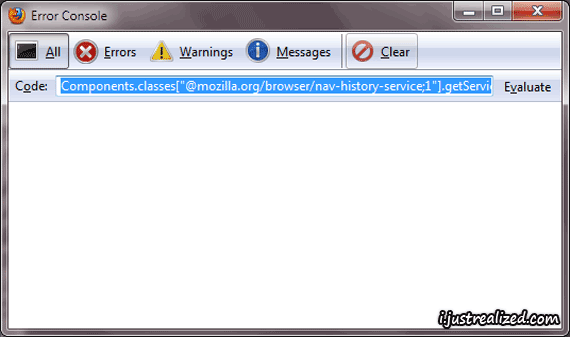 Vaccuming Firefox in Error Console Vaccuming Firefox in Error Console